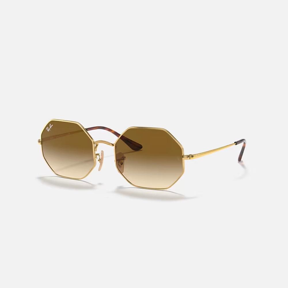 Ray-Ban Gold Brown Hexagonal Sunglasses